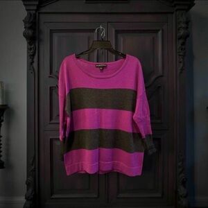 Striped Purple & Dark Gray Sparkly Sweater Shimmer Dressy